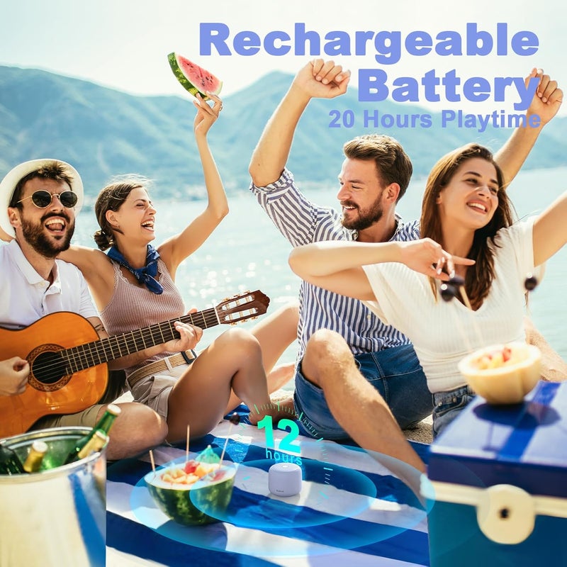 Bobtot Portable Bluetooth Speakers with Strap Easy to Carry, Wireless IPX5 Waterproof Mini Speaker with Loud Stereo Sound, 20 Hours Playtime, Rechargeable Battery, Built-in Microphone, Purple - Image 5